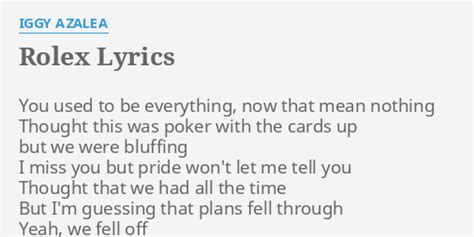 lyrics for rolex|rolex lyrics iggy.